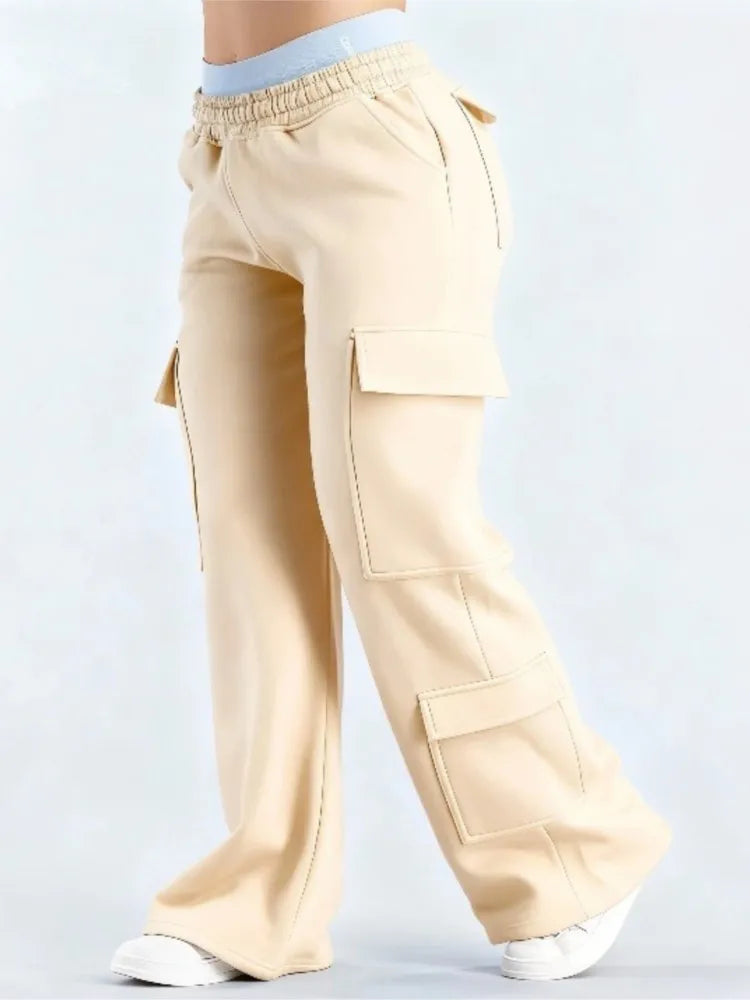 Fashion Solid Color Casual Pockets Pant