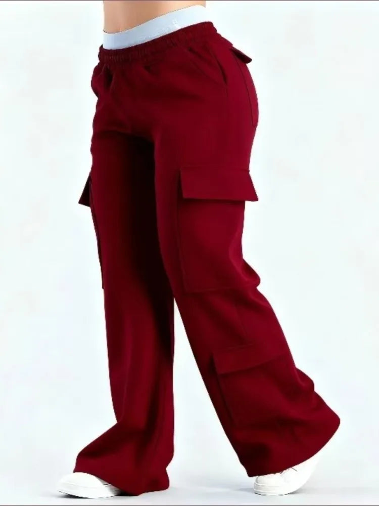 Fashion Solid Color Casual Pockets Pant