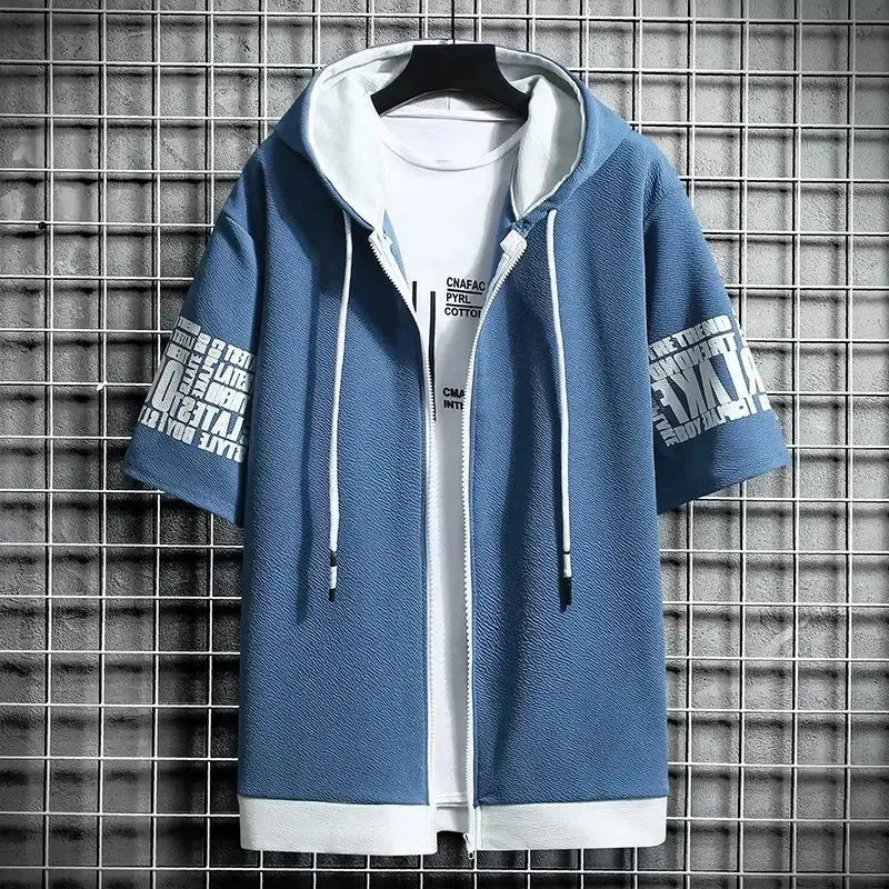 T Shirt Print Hooded Top Short Sleeve