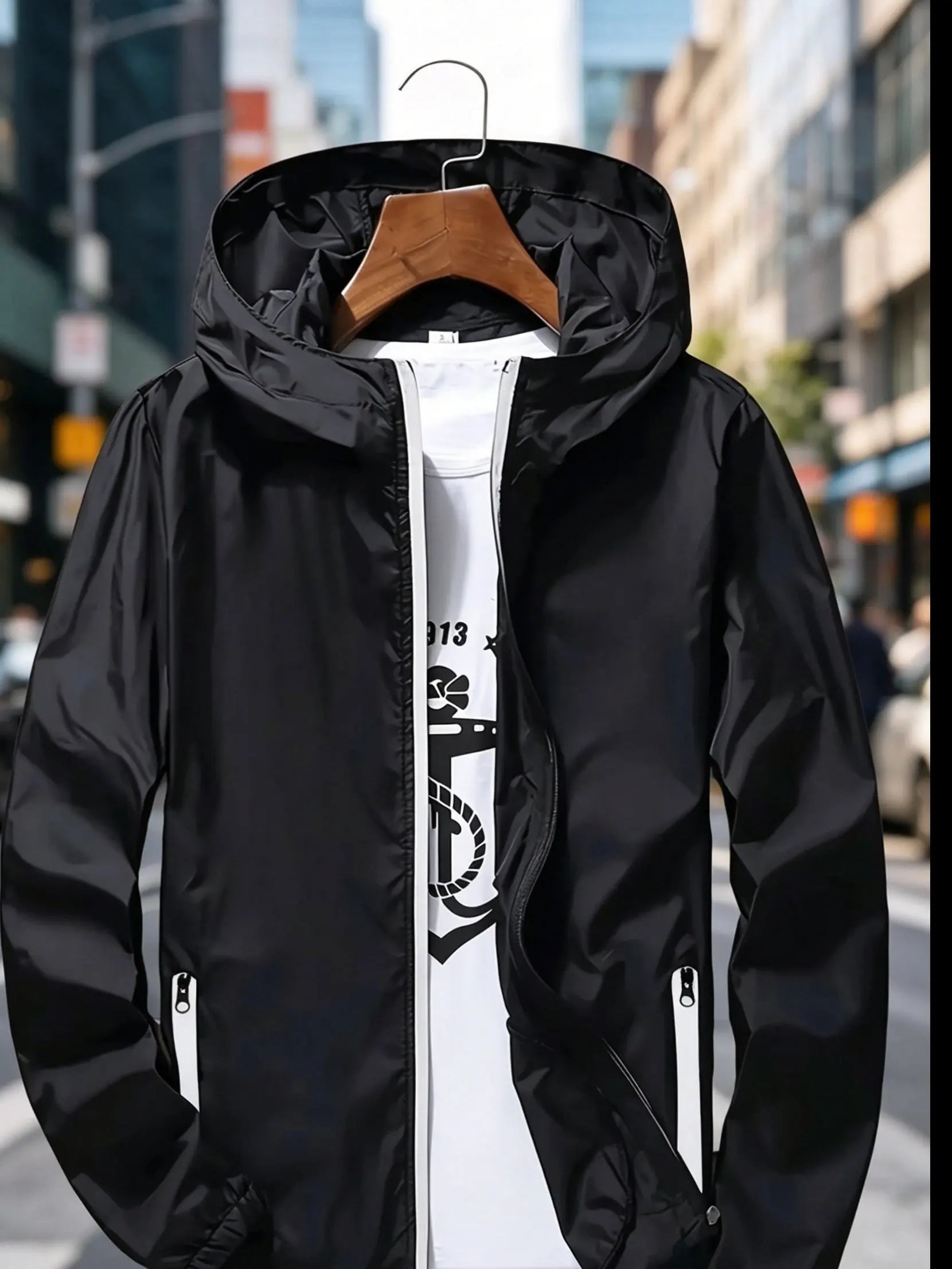 Full-Zip Casual Jacket with Zipper Pockets