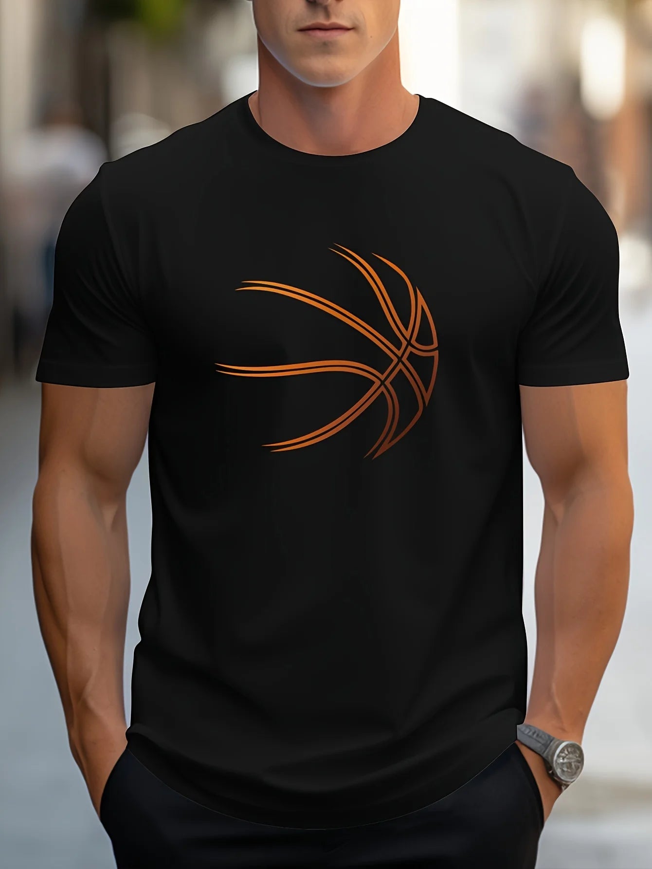 Round neck short sleeved T-shirt