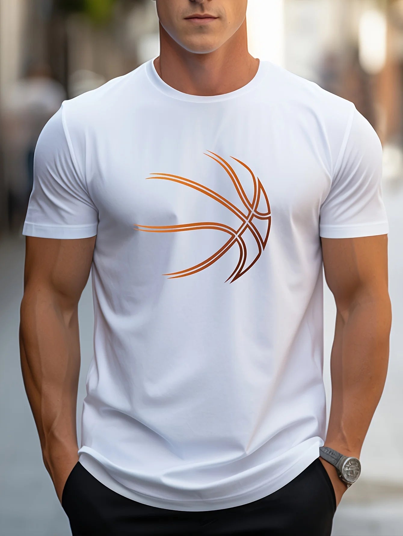 Round neck short sleeved T-shirt