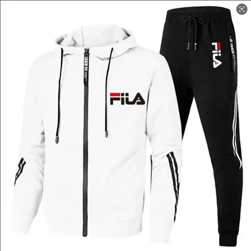 2026 Men's Spring and Fall Outdoor Zipper Jacket + Sweatpants Jogging Set Casual Basketball Fitness Two-piece Set