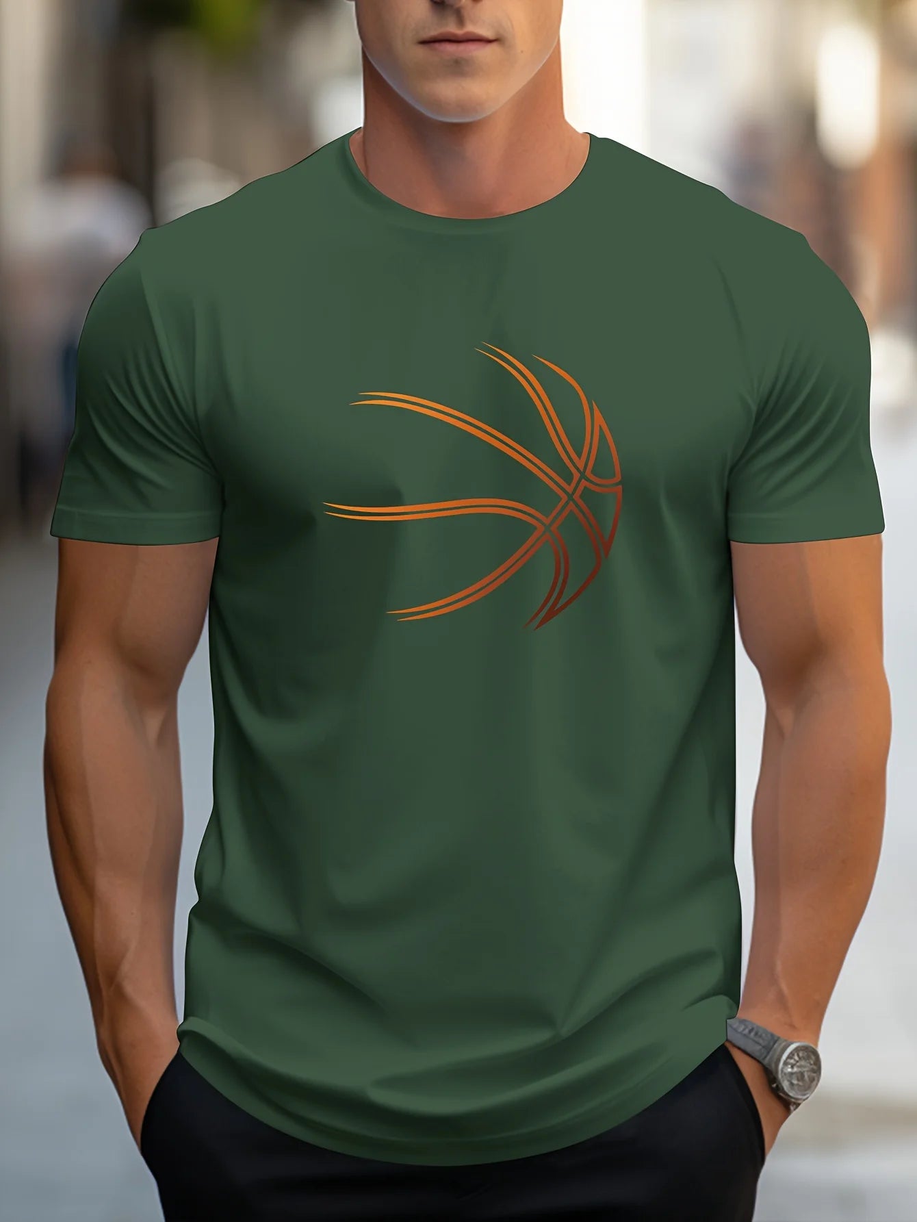 Round neck short sleeved T-shirt
