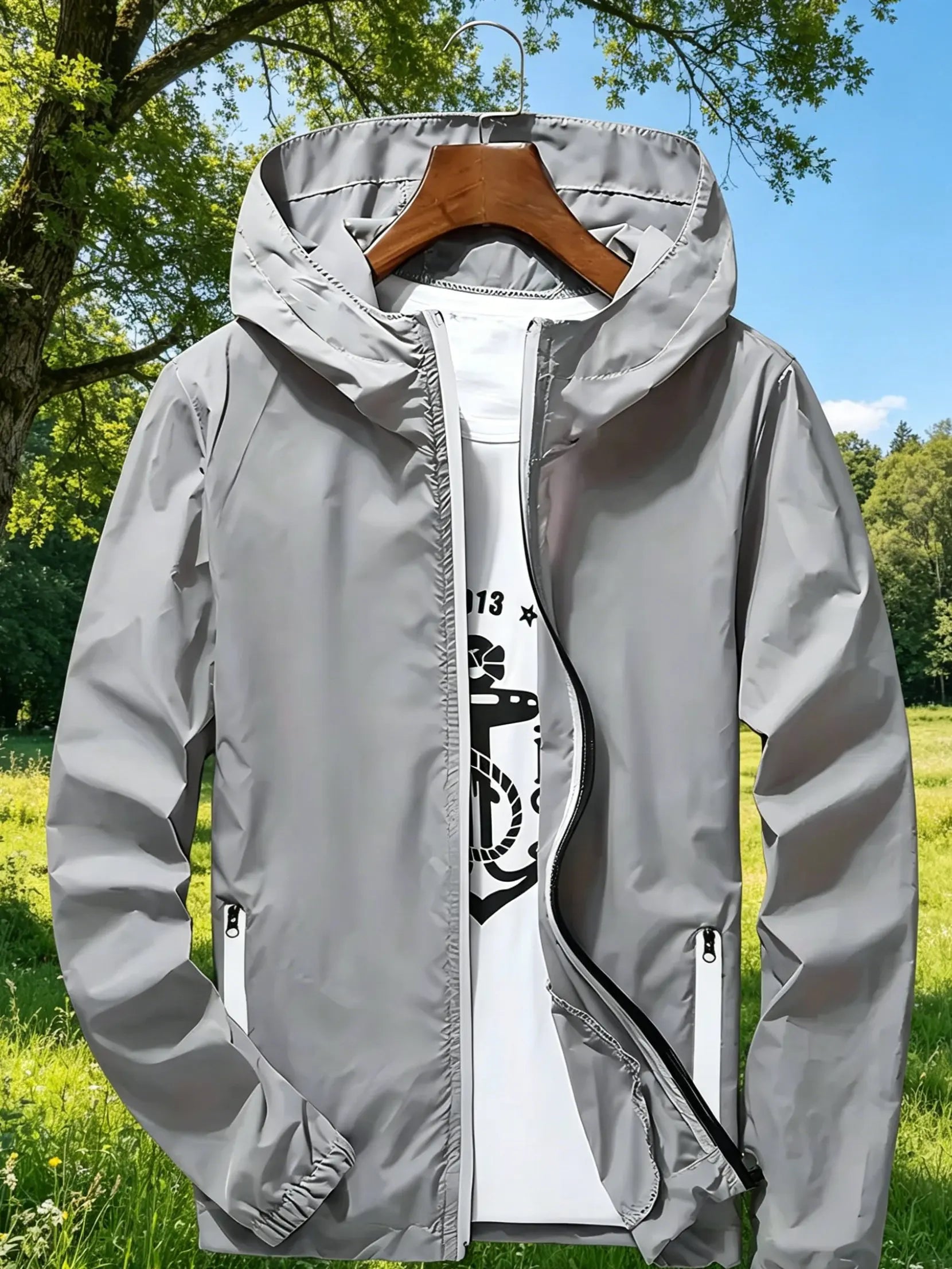 Full-Zip Casual Jacket with Zipper Pockets