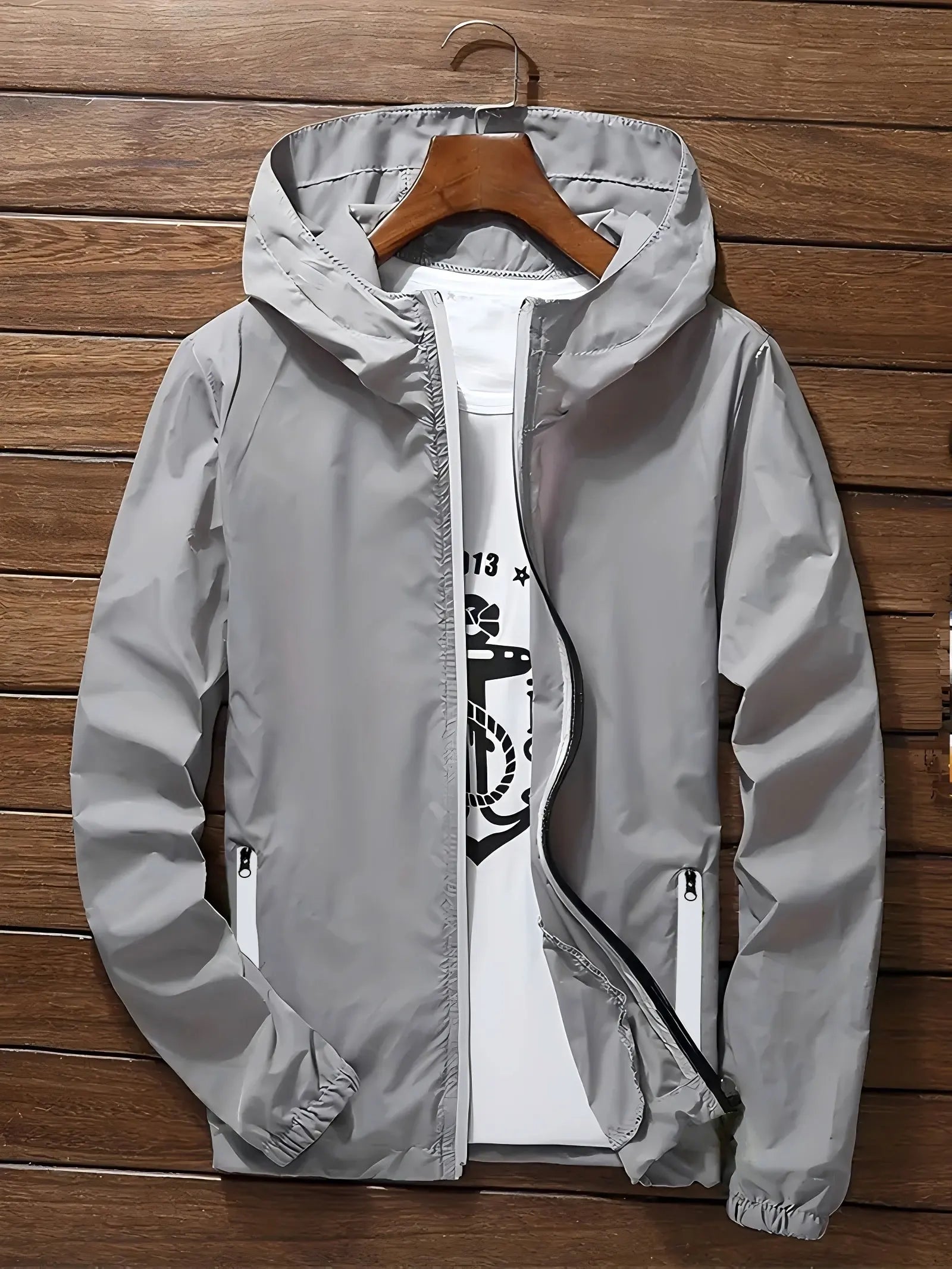 Full-Zip Casual Jacket with Zipper Pockets