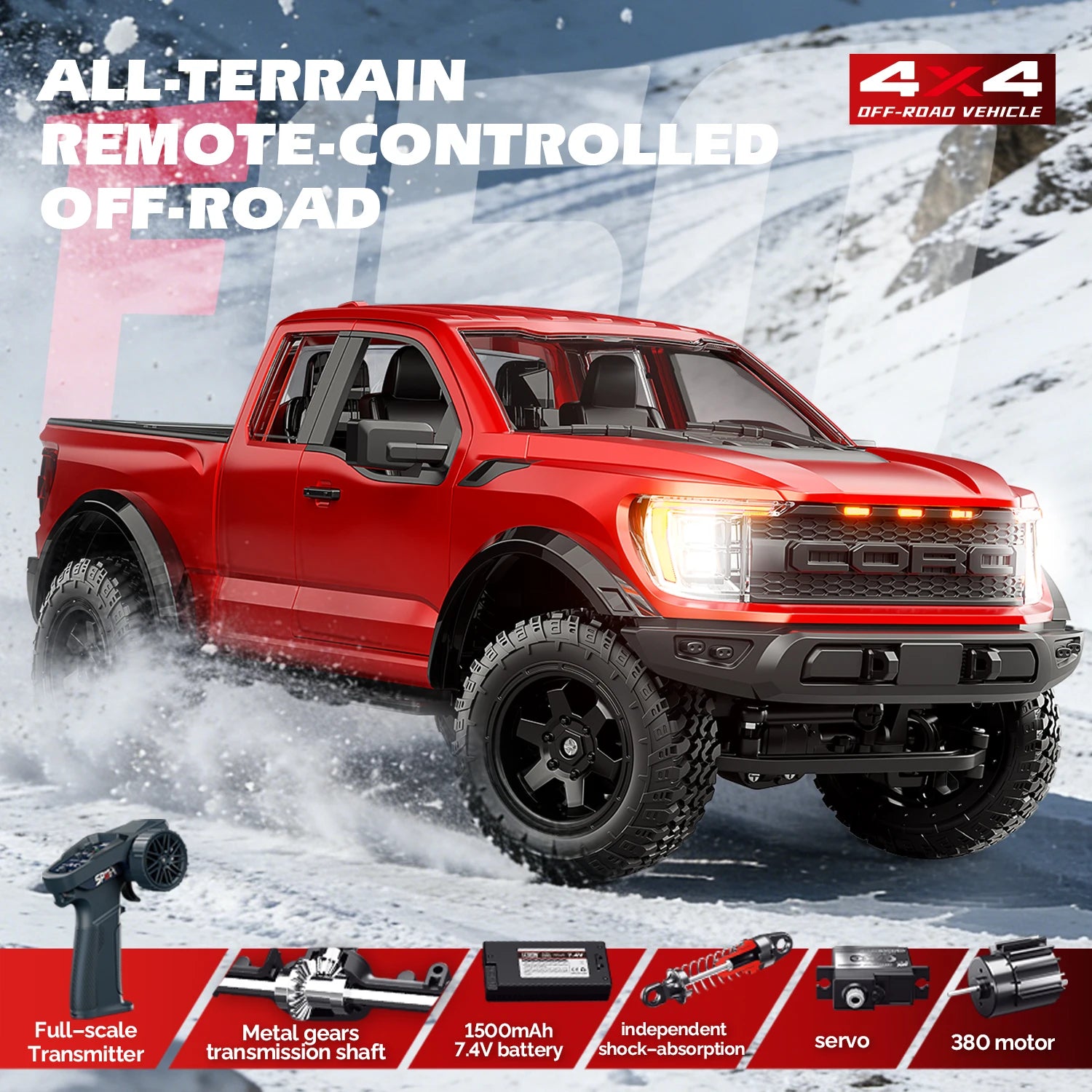 F150 Full Proportional RC Off-road Truck 4WD  Pickup Remote Control Crawler Car