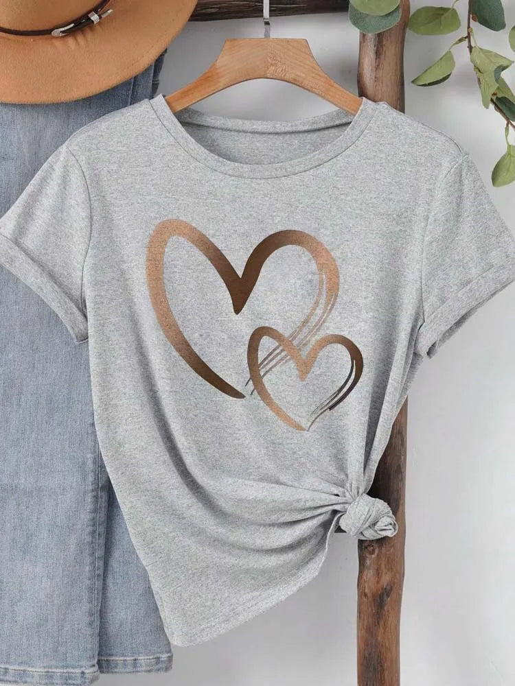 Women's Heart Printed T-shirt