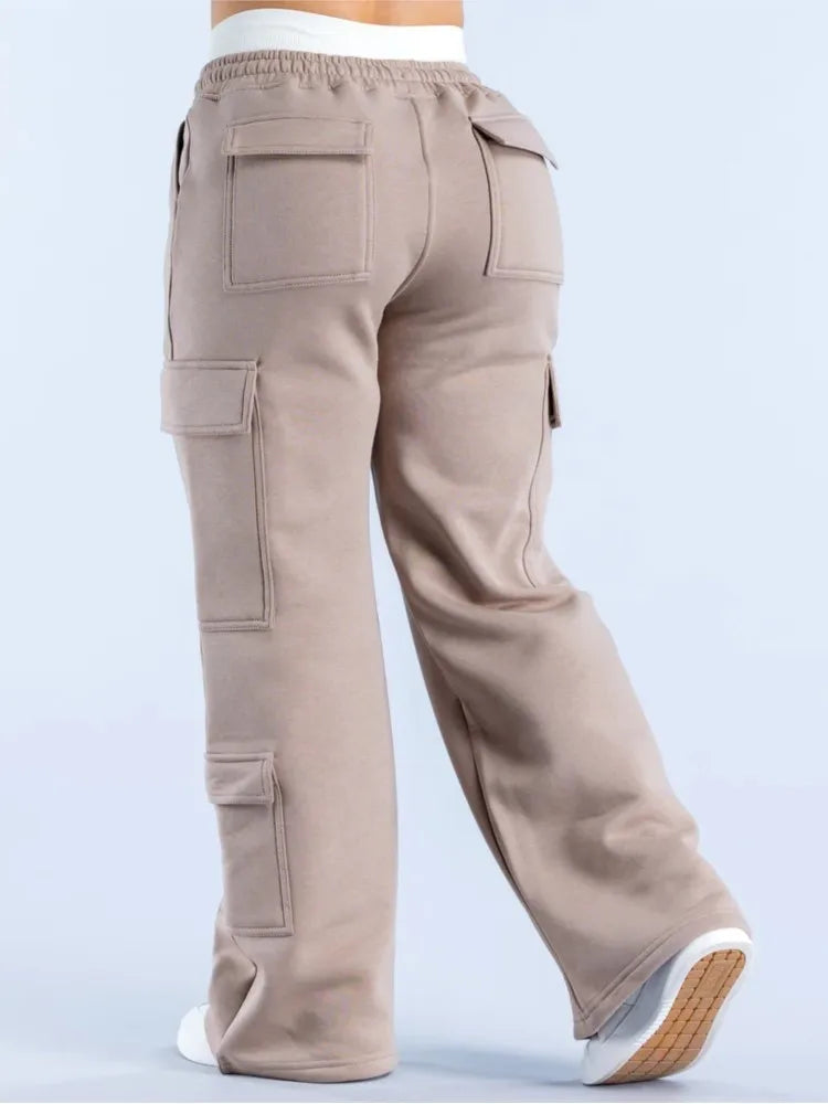 Fashion Solid Color Casual Pockets Pant