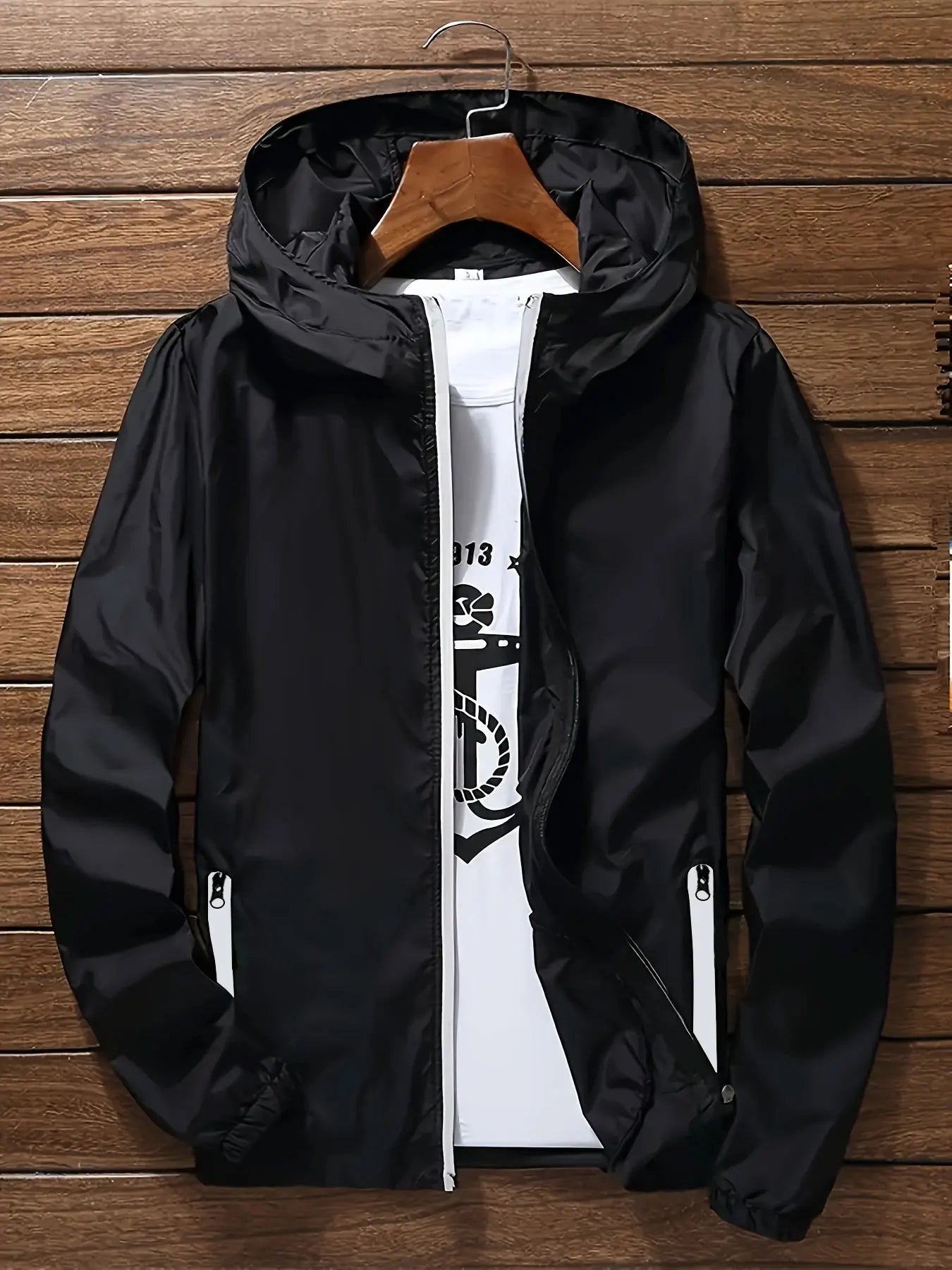 Full-Zip Casual Jacket with Zipper Pockets