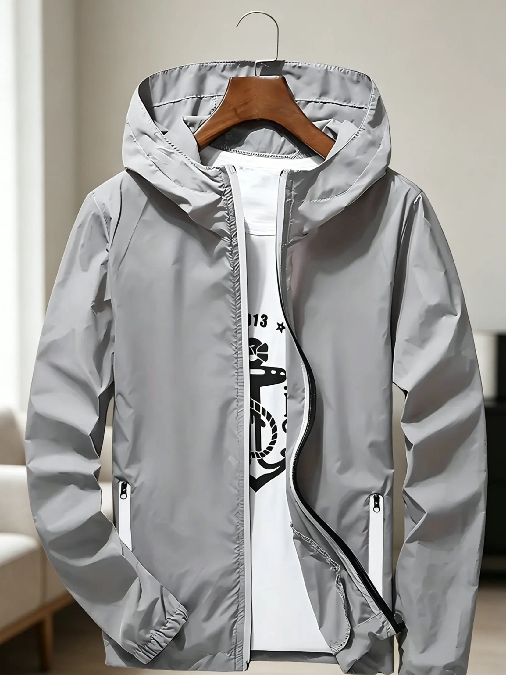 Full-Zip Casual Jacket with Zipper Pockets