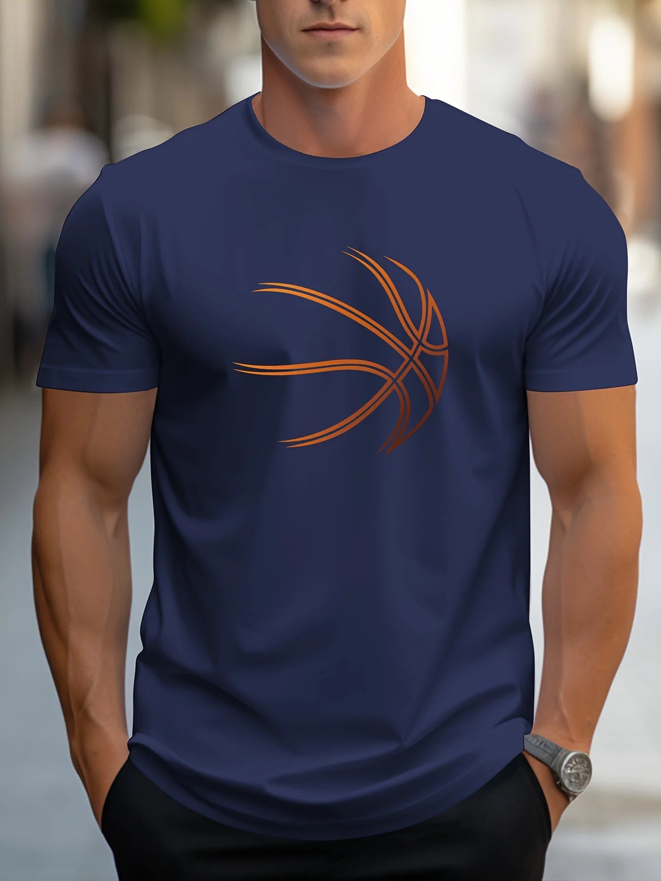 Round neck short sleeved T-shirt