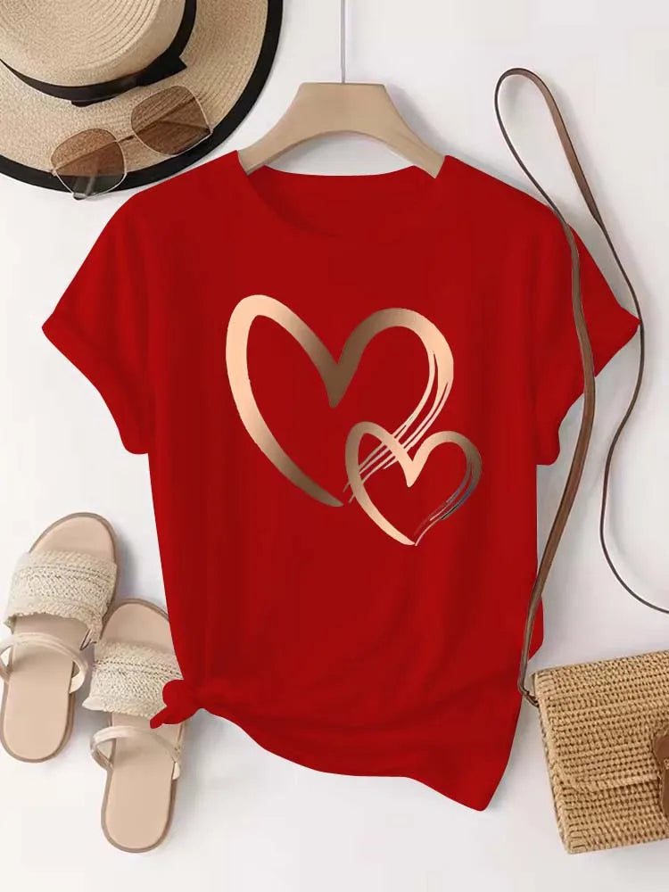 Women's Heart Printed T-shirt
