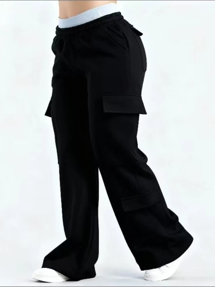 Fashion Solid Color Casual Pockets Pant