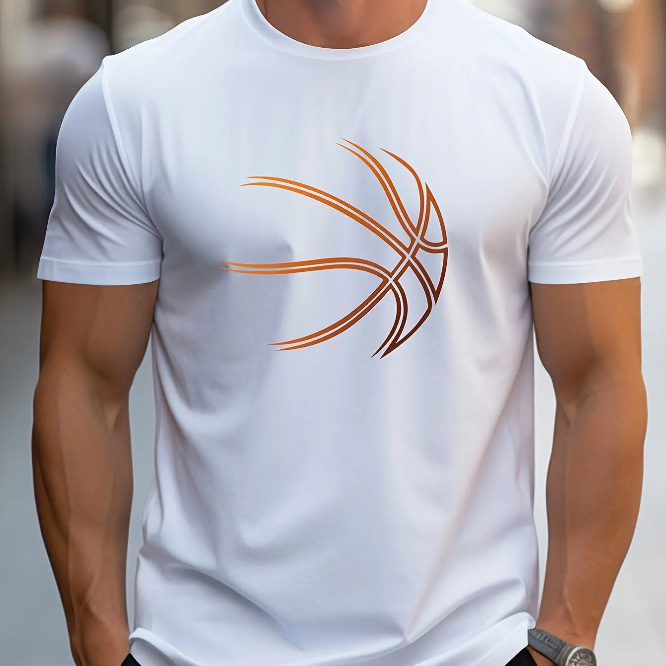 Round neck short sleeved T-shirt