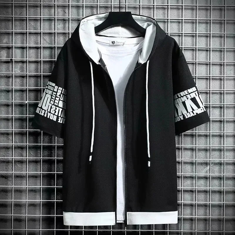 T Shirt Print Hooded Top Short Sleeve